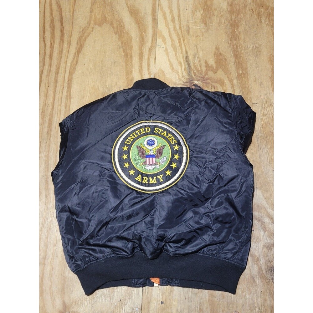U.S. Army Bomber Jacket Men L Black Reversible Full Zip Long Sleeve